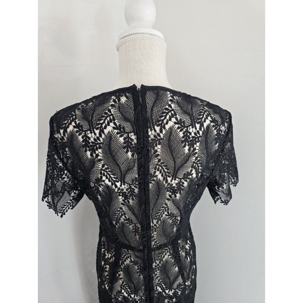 Diane Von Furstenberg Lace Embroidery Overlay Sheer Sheath Dress 8 M Black - Picture 7 of 11